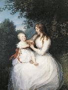 Erik Pauelsen Portrait of Friederike Brun with her daughter Charlotte sitting on her lap oil painting reproduction